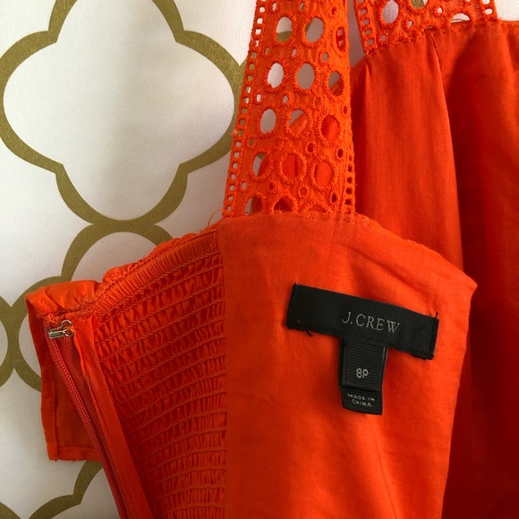 J. Crew Orange Eyelet Linen Midi Summer Dress - Picture 12 of 13
